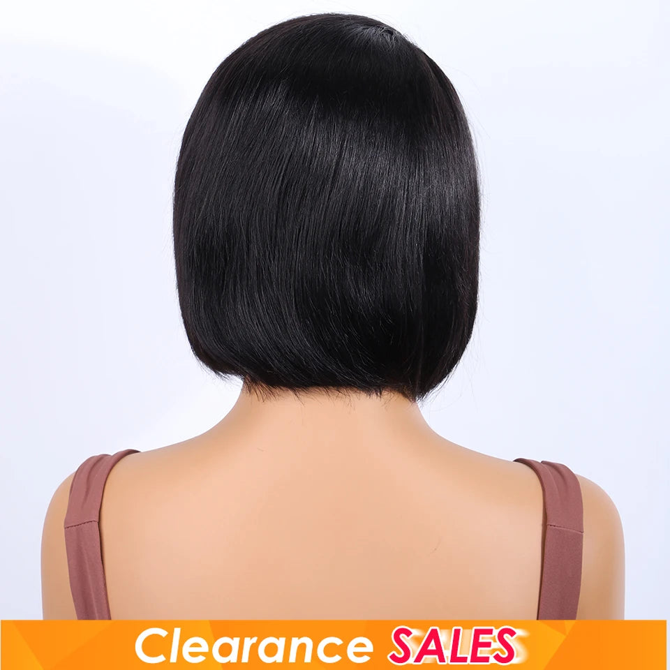 Rebecca short bob side-part straight Brazilian human hair wig in natural-looking style