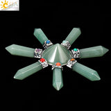 CSJA 7 Chakra Pyramid Decoration Healing Point Hexagonal Crystal Pillar Natural Stone Reiki Energy Meditation Jewelry Women G302