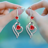 Silver heart drop earrings for women with colorful zircon stones by HSF Marketplace