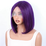 Hot pink bob wig with lace front, straight short style, 13x5x1 lace, human hair, 180 density, for women, party-ready look