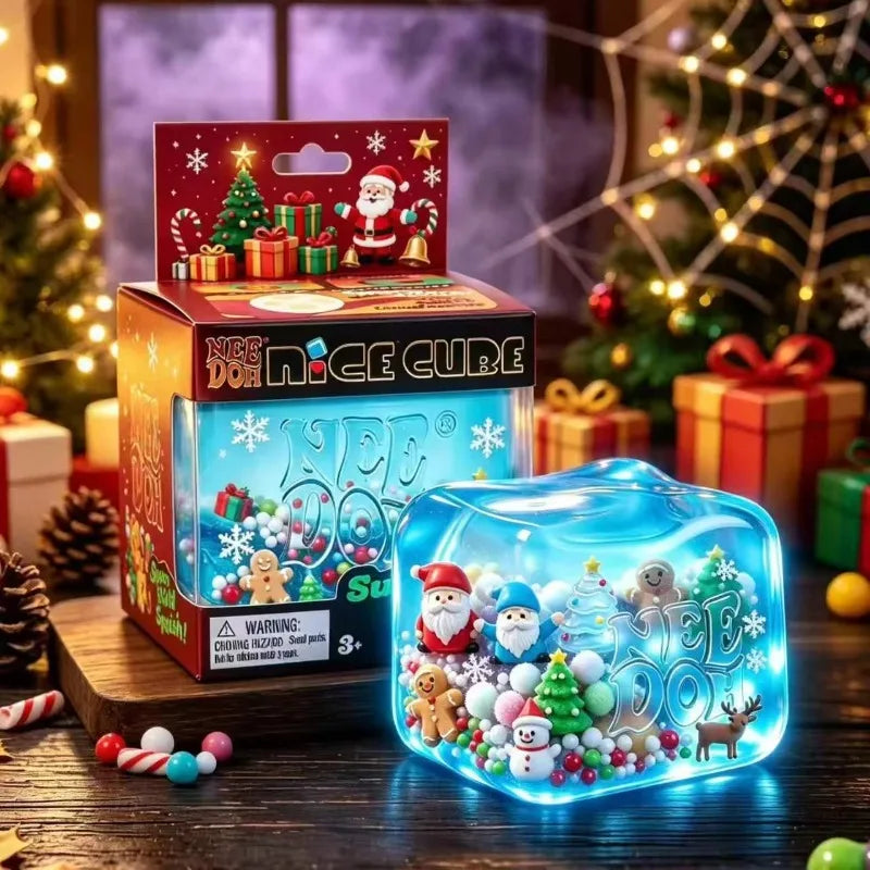 NeeDoh Nice Cube Squishy Toy Halloween Christmas Themed Squeeze Fidget Cube Stress Relief Sensory Toy Kids Adults Holiday Gift