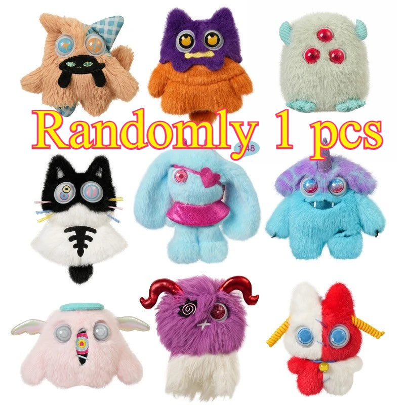 Cartoon fluffy monster blind box plush toy anime figure in soft velvet, collectible HSF Marketplace ornament doll