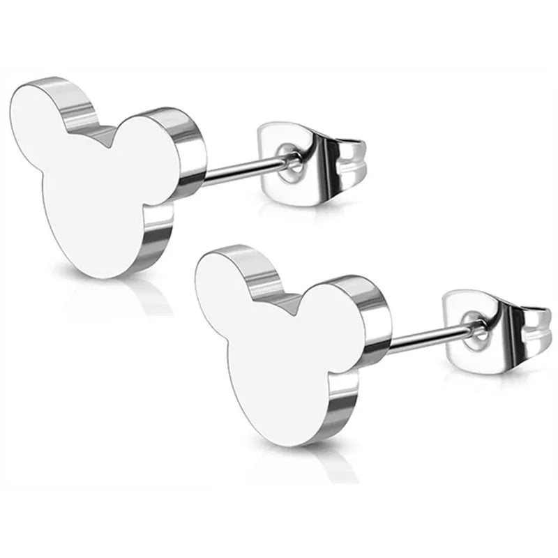 Cute mouse stud earrings for kids and teens, stainless steel jewelry by HSF Marketplace