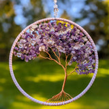 1 Pc Tree of Life Crystal Wall Pendant Natural Stones Amethyst Lapis lazuli Citrine Rose Quartz