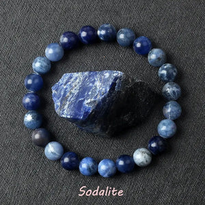 Natural Crystal Stone Bead Bracelet, Gemstone Stretch Jewelry for Women and Men