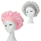 Two-pack wide brim satin bonnets with elastic bands for women by HSF Marketplace