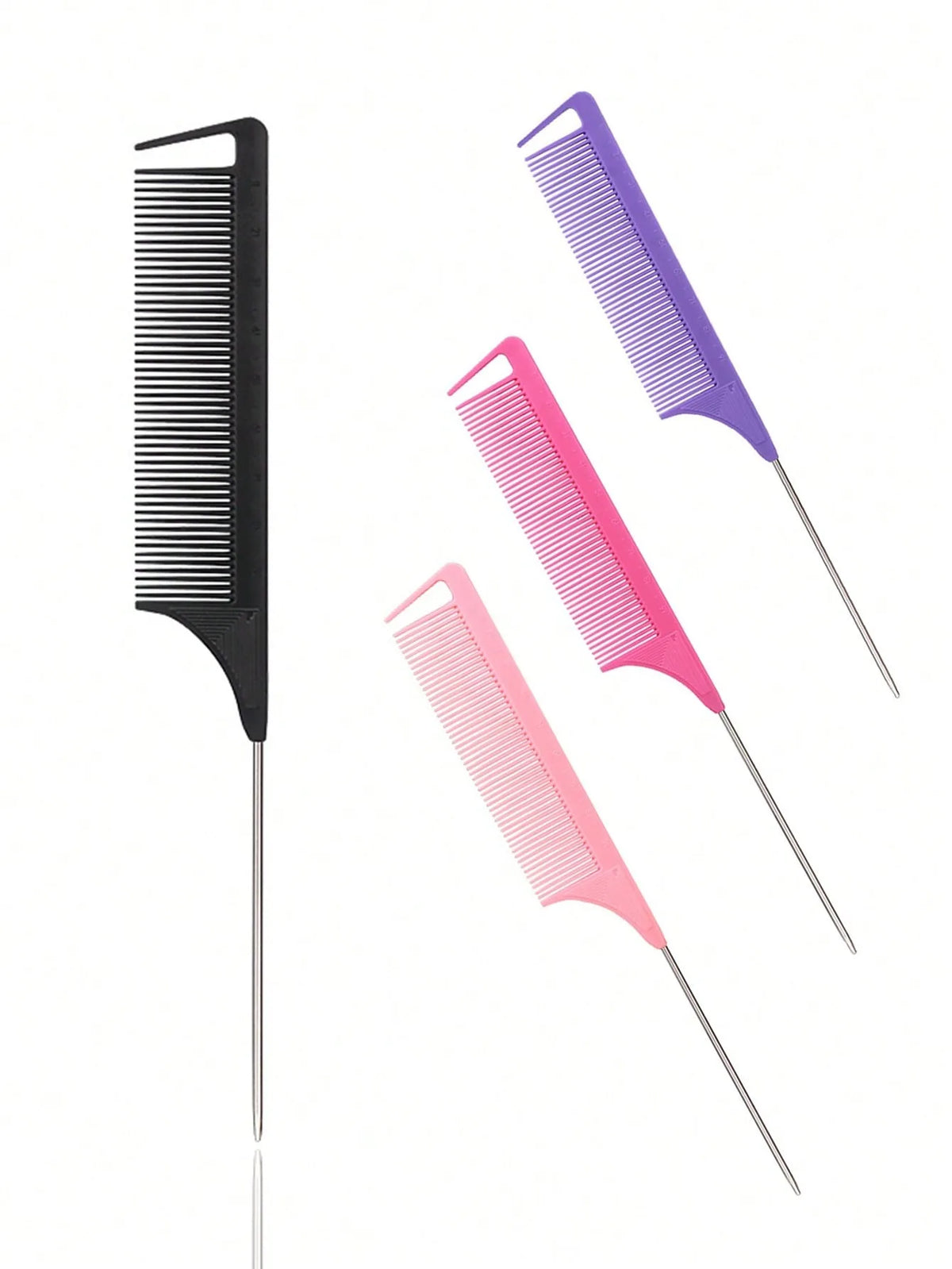 Stainless steel pointed tail hair comb from HSF Marketplace for styling real hair wigs and salon hair styling tools.