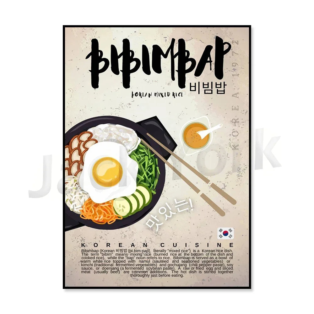 Vintage Kimchi Poster retro Korean cuisine wall art by HSF Marketplace