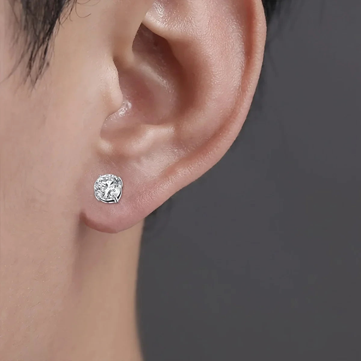 Crystal strong magnetic ear stud clip earrings, round zircon punk design for men and women, non-piercing jewelry