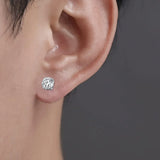 Crystal strong magnetic ear stud clip earrings, round zircon punk design for men and women, non-piercing jewelry