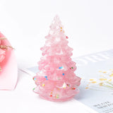 Christmas Trees Resin Natural Stone Amethyst Rose Quartz Luck Tree Handmade Ornaments Silicone Home Decoration Holiday Gift