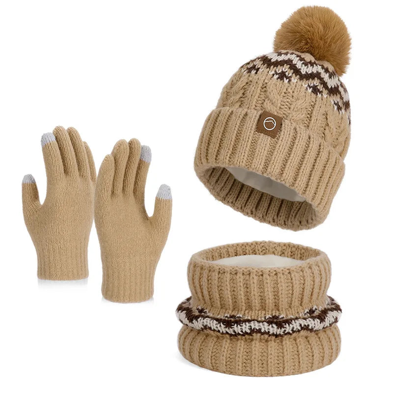 Women's warm knitted beanie cap and scarf set for winter by HSF Marketplace
