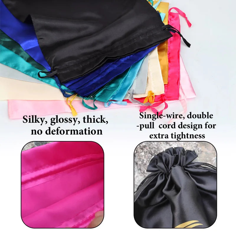 20-piece soft satin wig storage bags for hair extensions, customizable design by HSF Marketplace