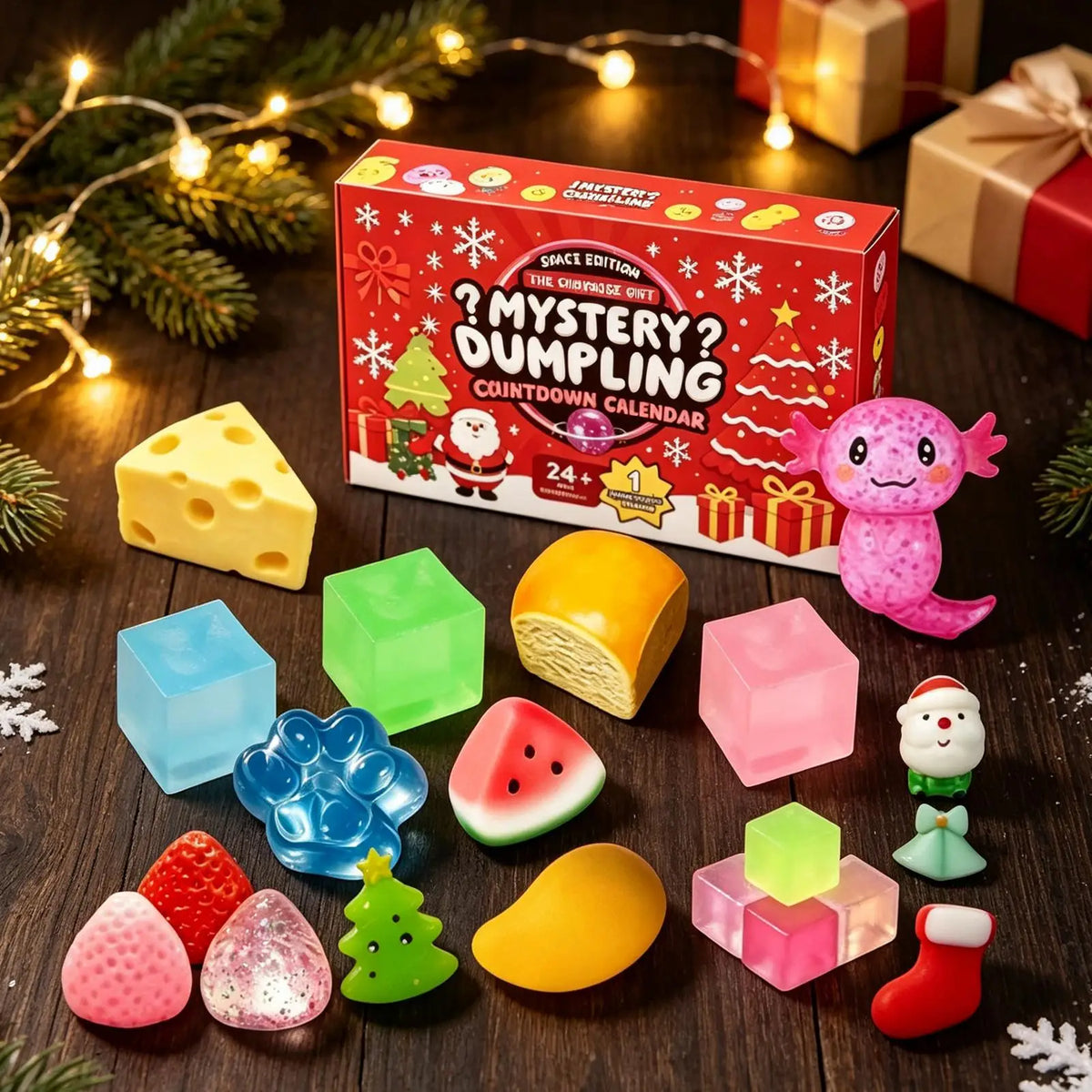 Christmas squishy advent calendar with 24-day countdown dumpling fidget sensory toys in a gift box