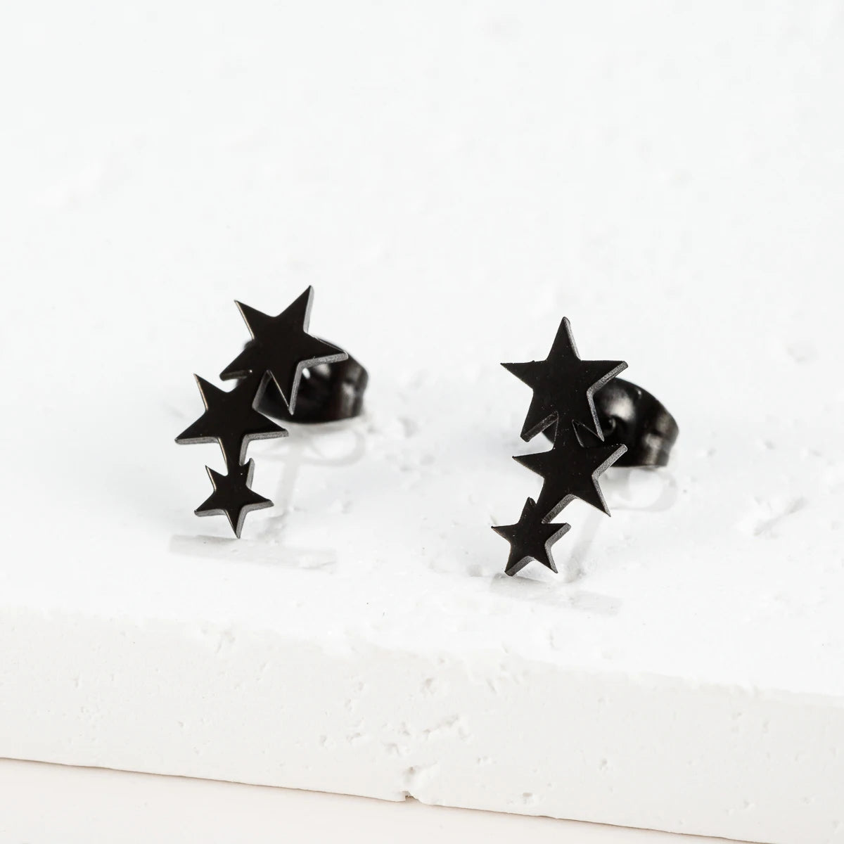 Fashion Stainless Steel Earrings Small Cute Triple Star Stud Earrings Punk Piercing Earing Women's Starry Minimalist Jewelry