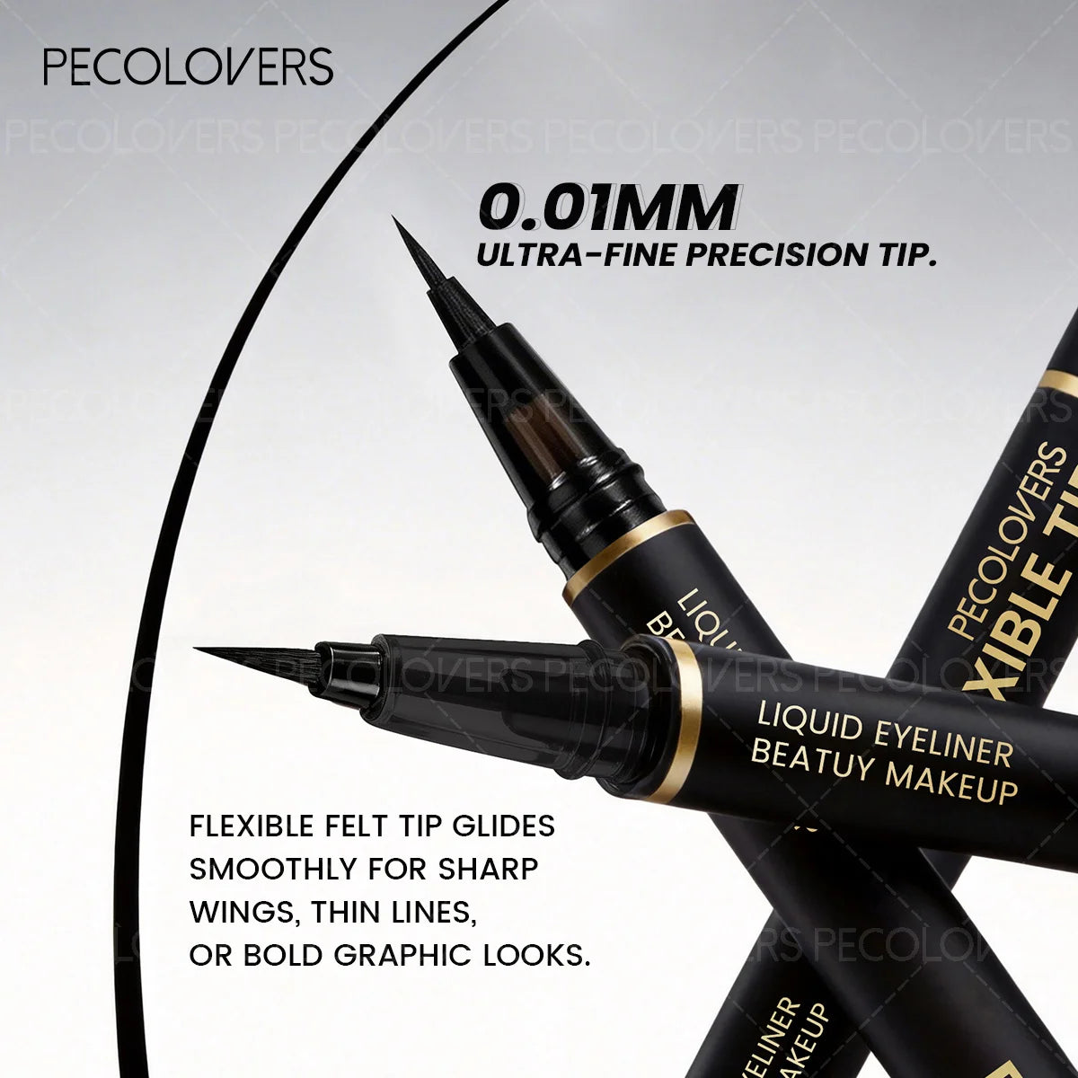 10-piece HSF black liquid eyeliner kit with precision slim-tip pens for fast-drying, transfer-resistant eye makeup