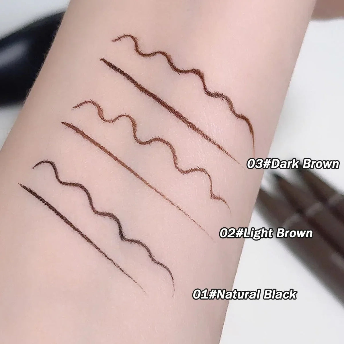 Curved quick-dry liquid eyeliner pen with ultra-fine black and brown tips for lower eyelash makeup