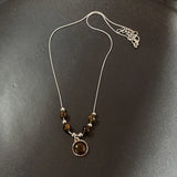 Vintage brown leather stone pendant necklace for women by HSF Marketplace