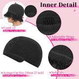 HSF Marketplace short headband wig with curly pixie cut, Brazilian Remy human hair and water wave texture