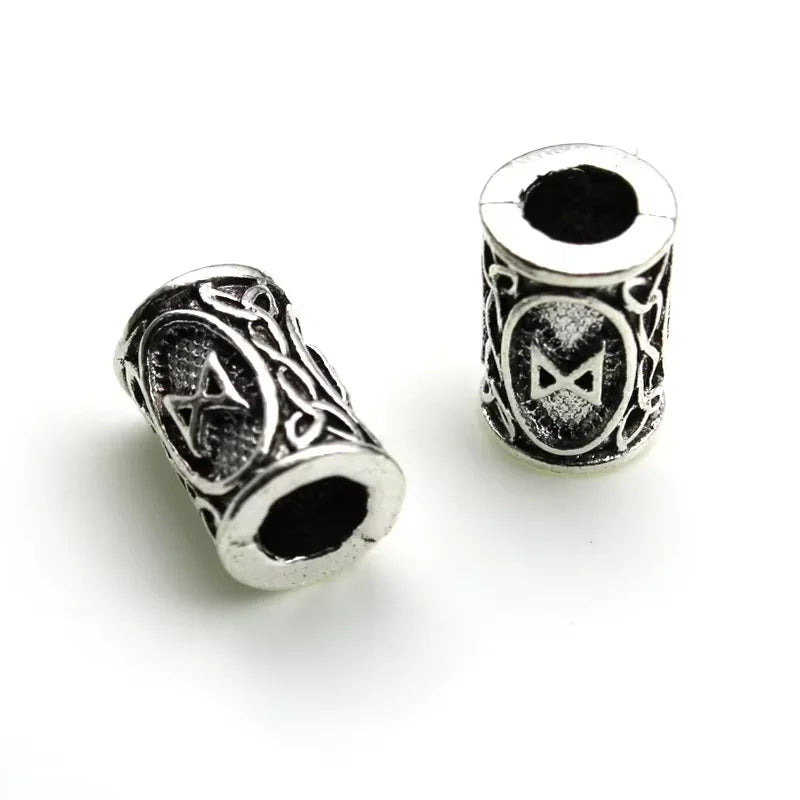 10Pcs/Lot Viking Rune Beads Alloy Tube Spacer Beads Hair Braid Beard Dreadlock Beads Knife Beads Pendant for DIY Jewelry Making
