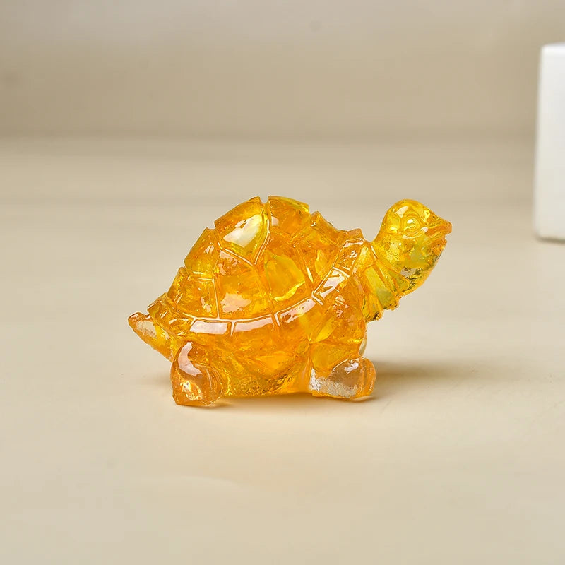 Natural Crystal Turtle, Composed of Crystal Fragments and Resin, Is an Ideal Gift for Home Decoration.
