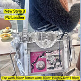 Clear Japanese Ita Bag by HSF Marketplace featuring a large-capacity transparent shoulder tote with cute Y2K and Lolita design.