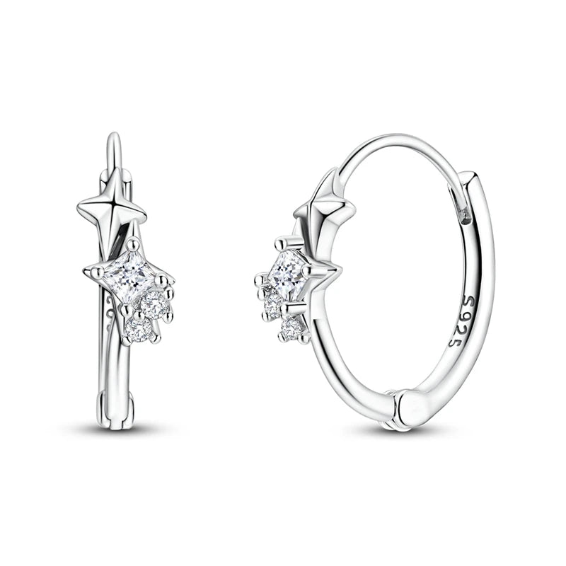 Hypoallergenic CZ zircon hoop earrings in 925 sterling silver by HSF Marketplace