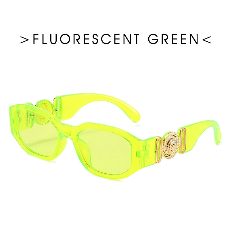 Vintage square sunglasses for men and women with a luxury brand design, featuring stylish rectangle frames and classic shades.