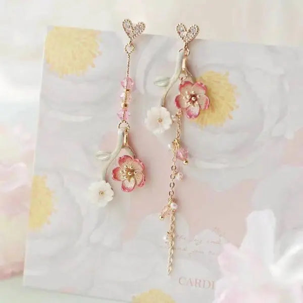 Elegant purple butterfly drop earrings with rhinestone details by HSF Marketplace