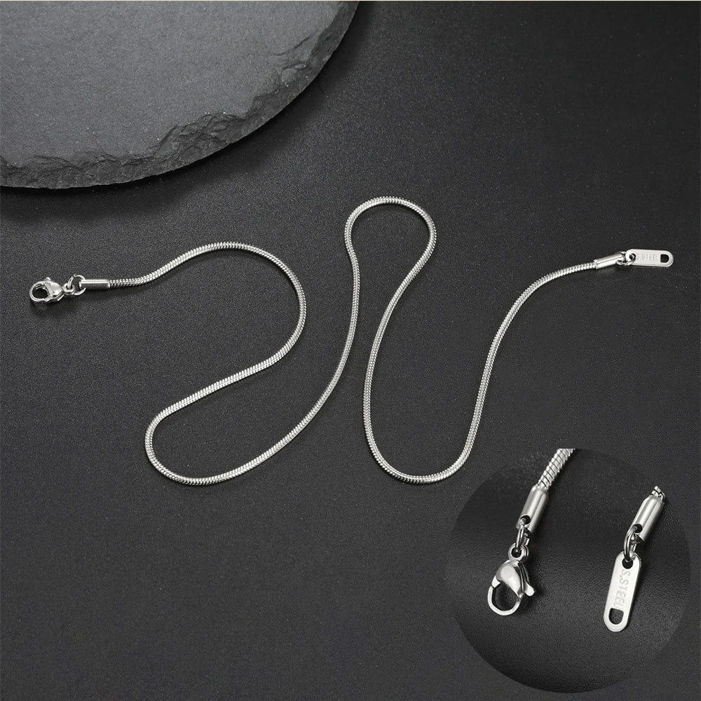 Stainless steel round snake chain necklace for unisex fashion by HSF Marketplace