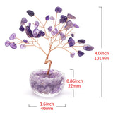 Natural Stone Crystal Money Tree Healing Gemstone Citrine Amethyst Copper Wire Wrapped Yoga Feng Shui Tree Home Decor Lucky Gift