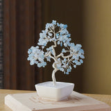 1pc Natural Crystal Tree with Chakra Stones: Money Tree on White Ceramic Bowl, Copper Wire Design for Feng Shui & Yoga Home Deco