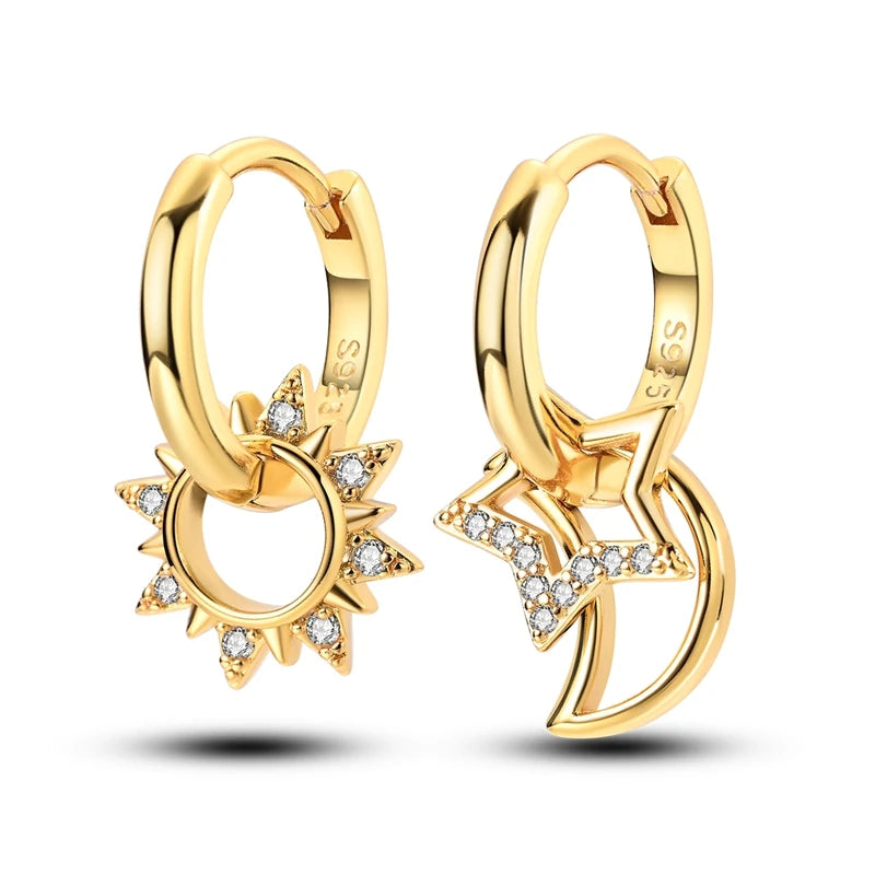 925 sterling silver hoop earrings with zirconia stones, hypoallergenic design for women and girls