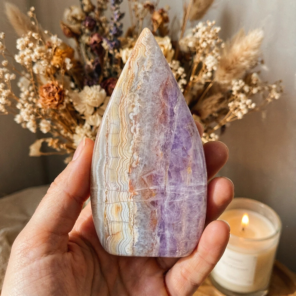 Natural Amethyst Agate Water Drop Shape Ornament, 400-500g, Desktop Table Decoration, Mineral Specimen for Crystal Collection