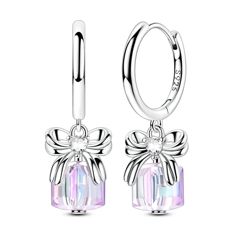 Hypoallergenic CZ zircon hoop earrings in 925 sterling silver, HSF Marketplace jewelry set