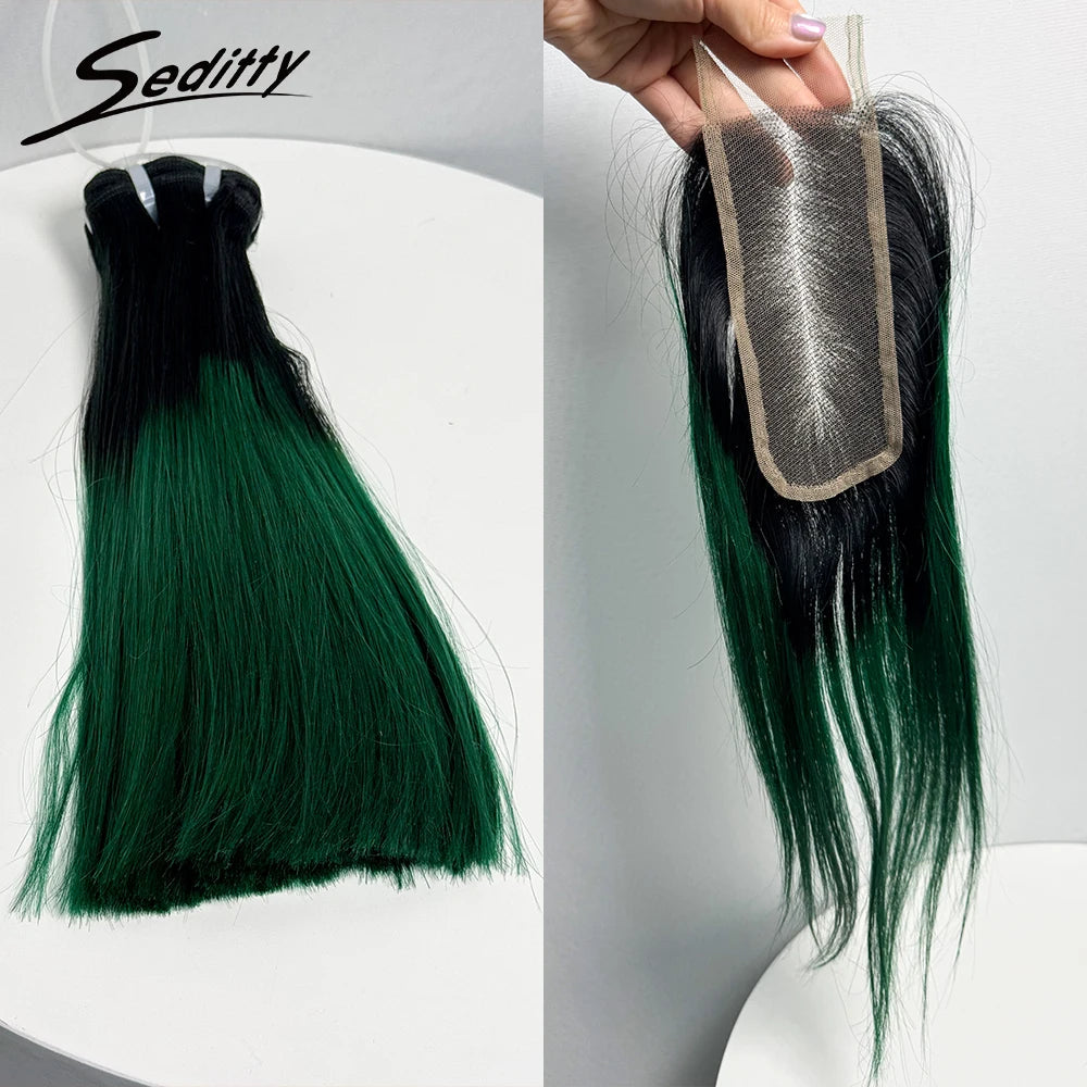 6-10 inches Hair Double Drawn Straight Hair Bundles Hair Extensions with 2X6 transparent Lace Closure 100% Human Hair Bundles