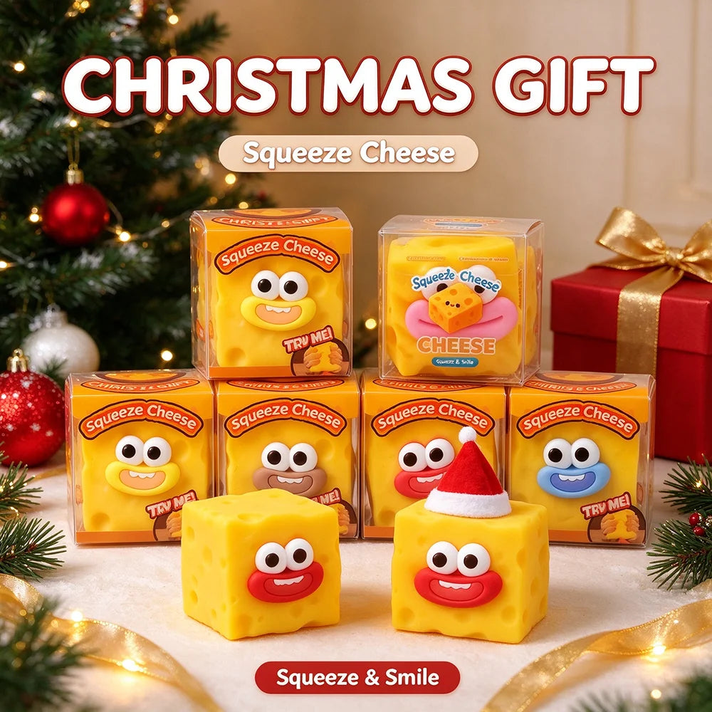 Cute cheese block squishy toy by HSF Marketplace for sensory stress relief and funvertisement