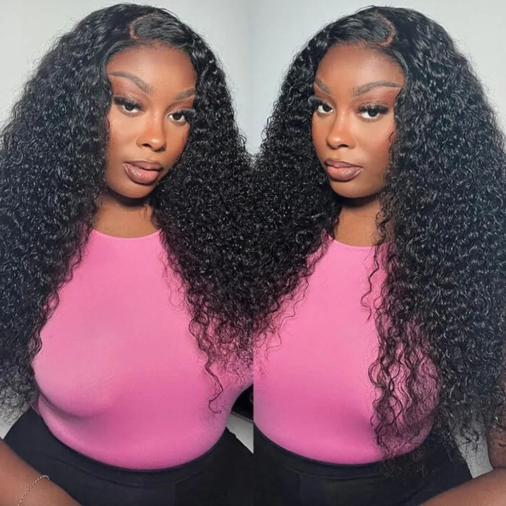 38 40 Inch 250% Density Kinky Curly 13X4 HD Lace Front Ideal Jerry Curly Wave HD Transparent 13x6 Lace Front Wig Brazilian Human Hair Natural Black Curly Wave Wig Pre Plucked With Baby Hair For Women
