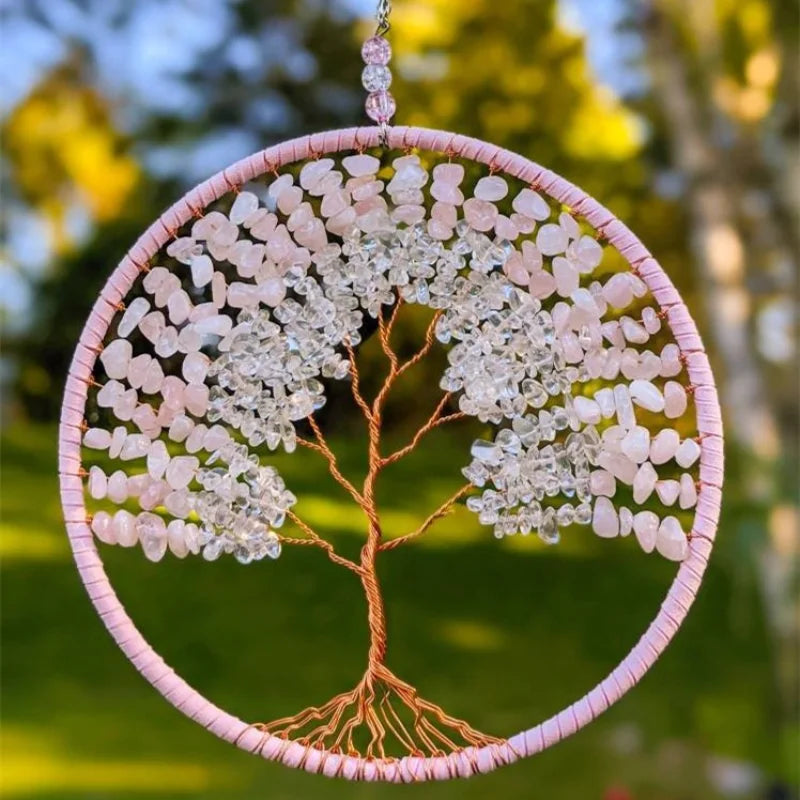1 Pc Tree of Life Crystal Wall Pendant Natural Stones Amethyst Lapis lazuli Citrine Rose Quartz