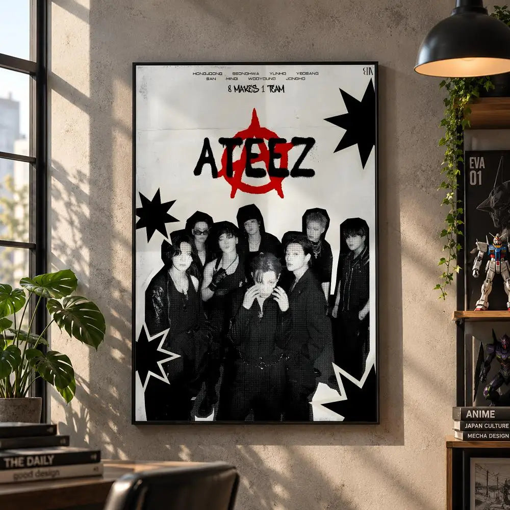 ATEEZ K-pop boy group poster for bedroom and living room decor by HSF Marketplace