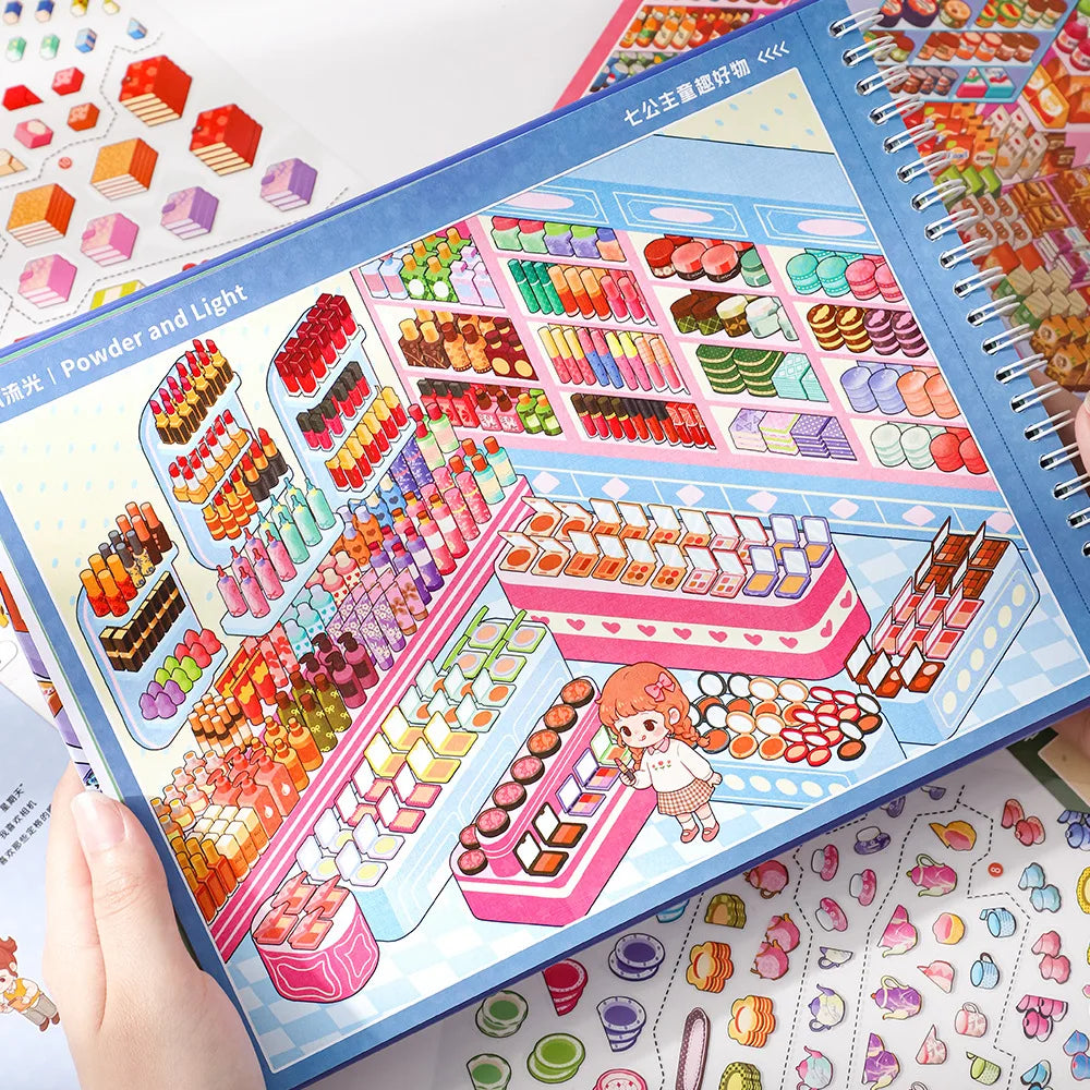 Kawaii miniature scene sticker book by HSF Marketplace with 29-piece DIY crafting stickers