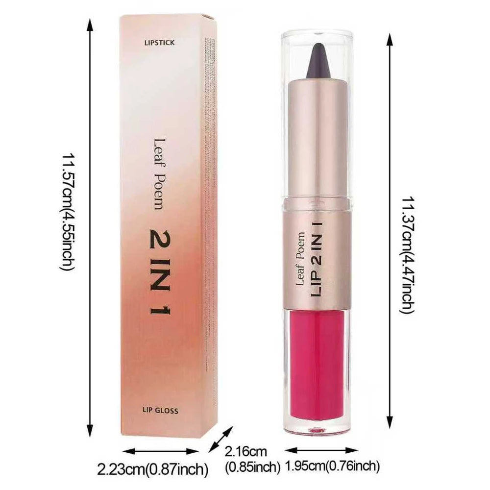 HSF Marketplace 2-in-1 dark plum pink lip makeup with matte lip liner, plumping gloss, waterproof contour, and mirror application