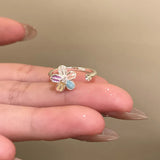 925 Sterling Silver Open Finger Ring Golden Enamel Donut Dazzling Geometric Punk For Women Jewelry Gift Dropship Wholesale