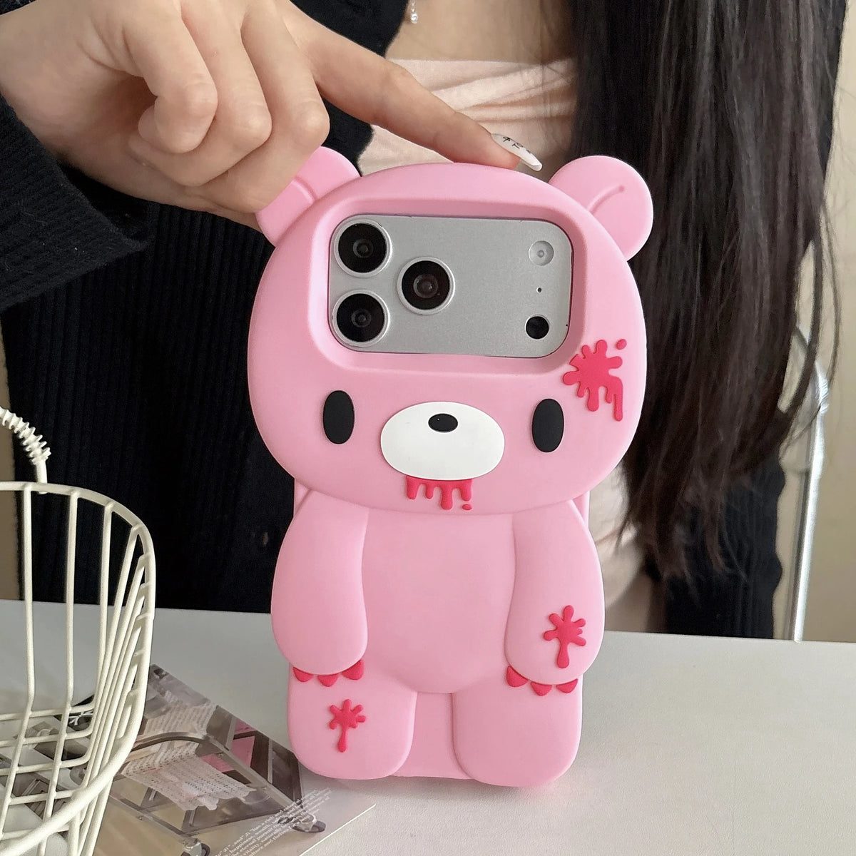 Gloomy Bear anti-fall phone case for iPhone 17 to 12 Pro Max by HSF Marketplace