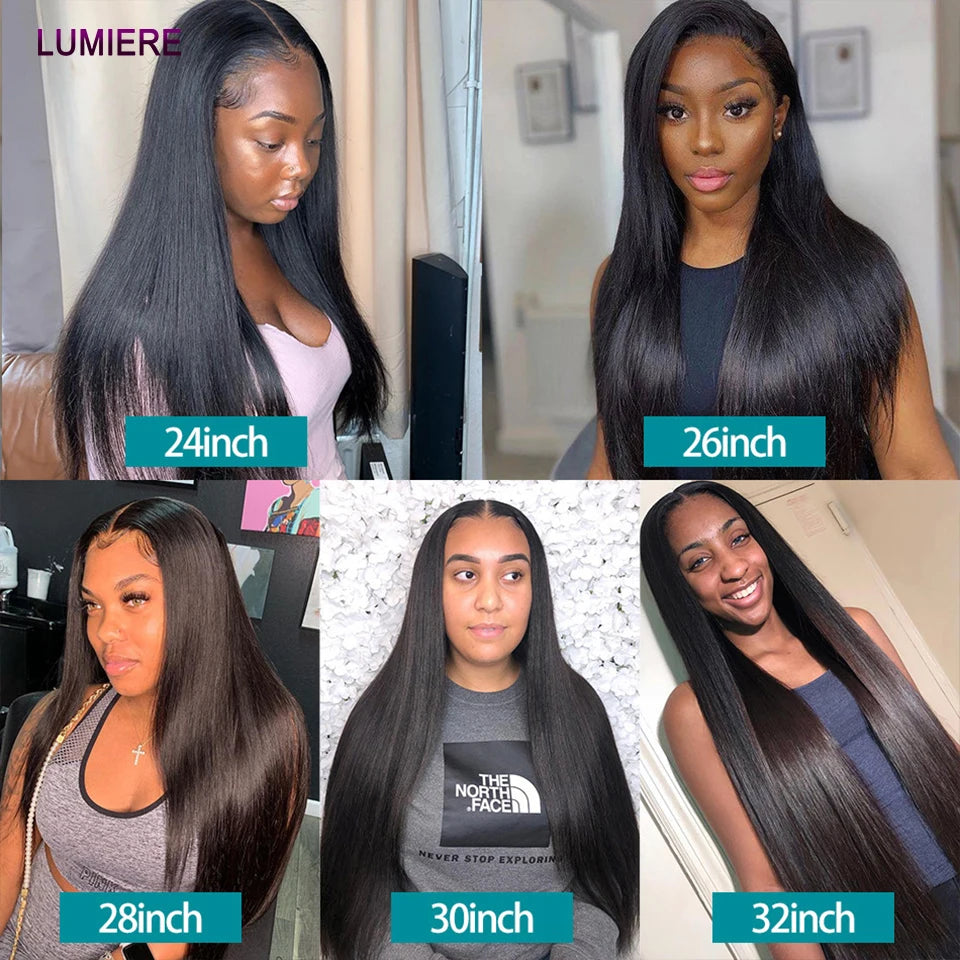 Virgin Bone Straight Human Hair Bundle With Closure Frontal HD Transparent Jerry Curly Hair Bundle Deal Hair Extension Wholeasle
