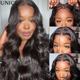 5x5 HD lace body wave human hair wig with natural-looking waves and lace parting by HSF Marketplace