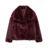 Brown faux fur women’s warm jacket by HSF Marketplace for elegant casual style