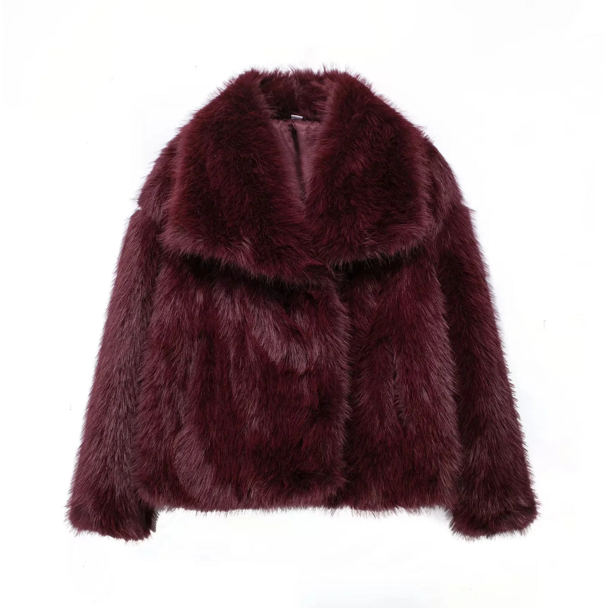 Brown faux fur women’s warm jacket by HSF Marketplace for elegant casual style