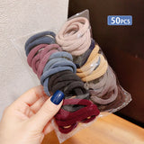 50/100Pcs Mixed Color Hair Rubber Bands,Women High Elastic Hair Ties,Korean Ponytail Holders,No Damage Hair Headbands