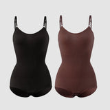 Women's seamless shapewear butt lifter bodysuit with open crotch and high elasticity, front view